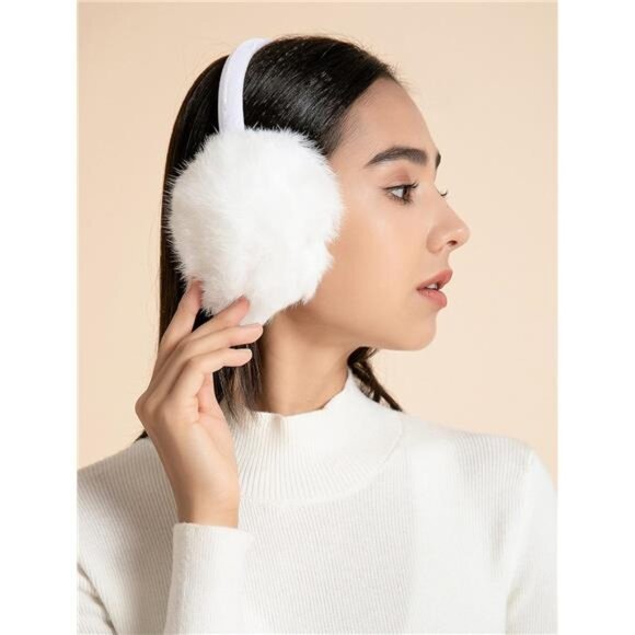 Women's Genuine Rabbit Fur Ear Muffs - Adjustable Ear Warmers - Picture 4 of 8